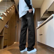 美式拼接潮牌牛仔裤男高街水洗宽松阔腿长裤街头痞帅直筒裤子，男装牛仔裤，星座410-6（原星座1304-1）