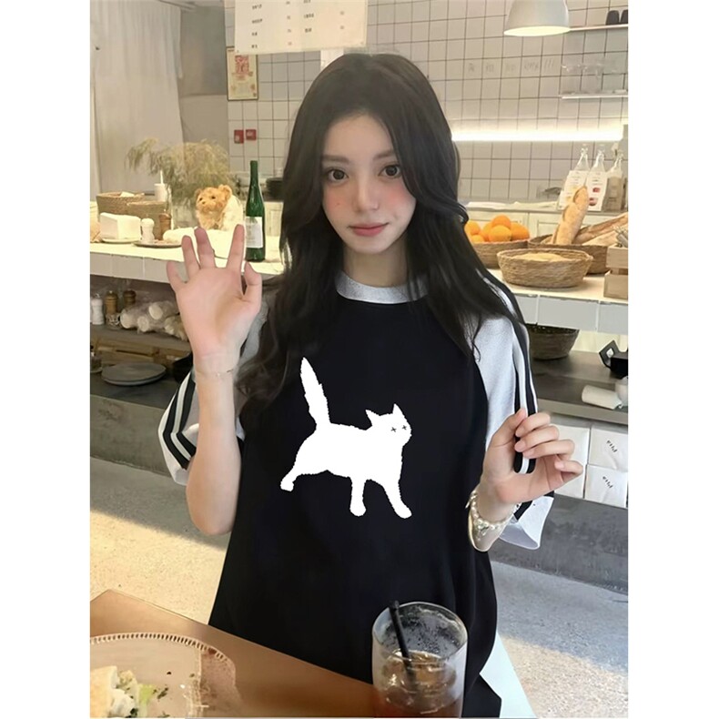 抖音得物品质二开240克宽松纯棉美式潮牌插肩三杠织带短袖T恤,男装T恤,电商A486