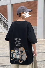1港风印花休闲情侣日系风潮大码短袖T恤男DT7789P28控45，男装T恤，星座226-2