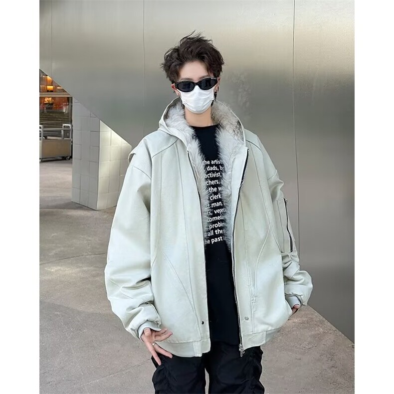 1506-1/MR3002JR1/P79冬季毛领连帽棉服男美式复古宽松小众解构水,男装棉衣,星座1506-1