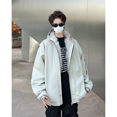 1506-1/MR3002JR1/P79冬季毛领连帽棉服男美式复古宽松小众解构水，男装棉衣，星座1506-1