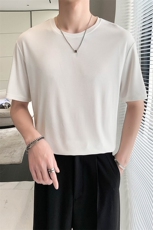 轻熟风纯色宽松打底T恤铜氨丝短袖圆领T恤TX05/P35特，男装T恤，电商A243