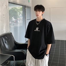 港风字母刺绣多色短袖T恤男DT77778P22块特价控45：供抖音视频，男装T恤，星座227-7