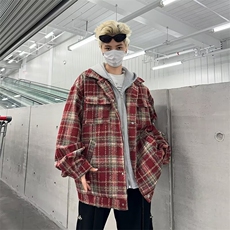 假两件夹克男士韩版潮流宽松百搭连帽2024冬季ins外套W6214-P71，男装夹克，星座412-3