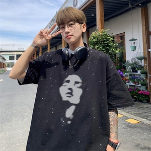 可48小时发货支持抖音得物来样二开 美式满天星亮片短袖T恤MTX671图片