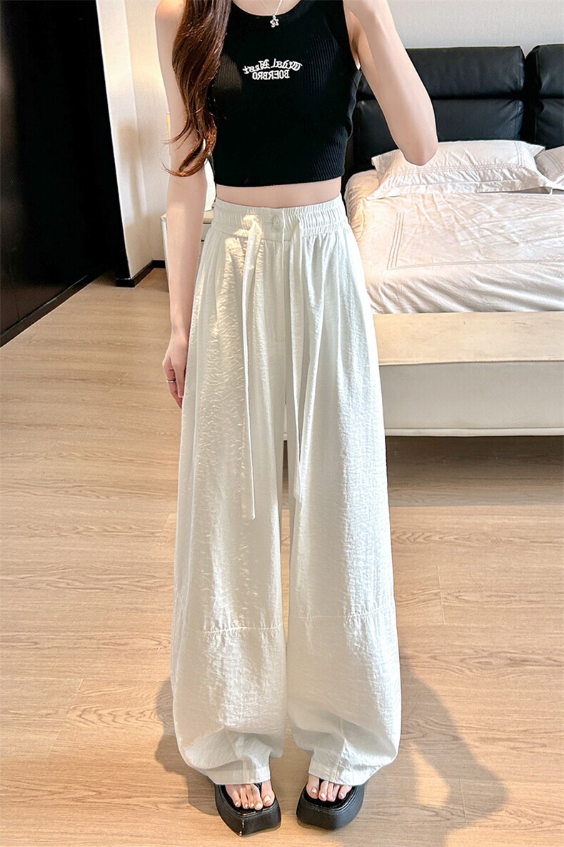 8XL-M白色不透肌理感透气垂感休闲裤男夏季阔腿裤长裤K9137P60,男装休闲裤,电商D206-1