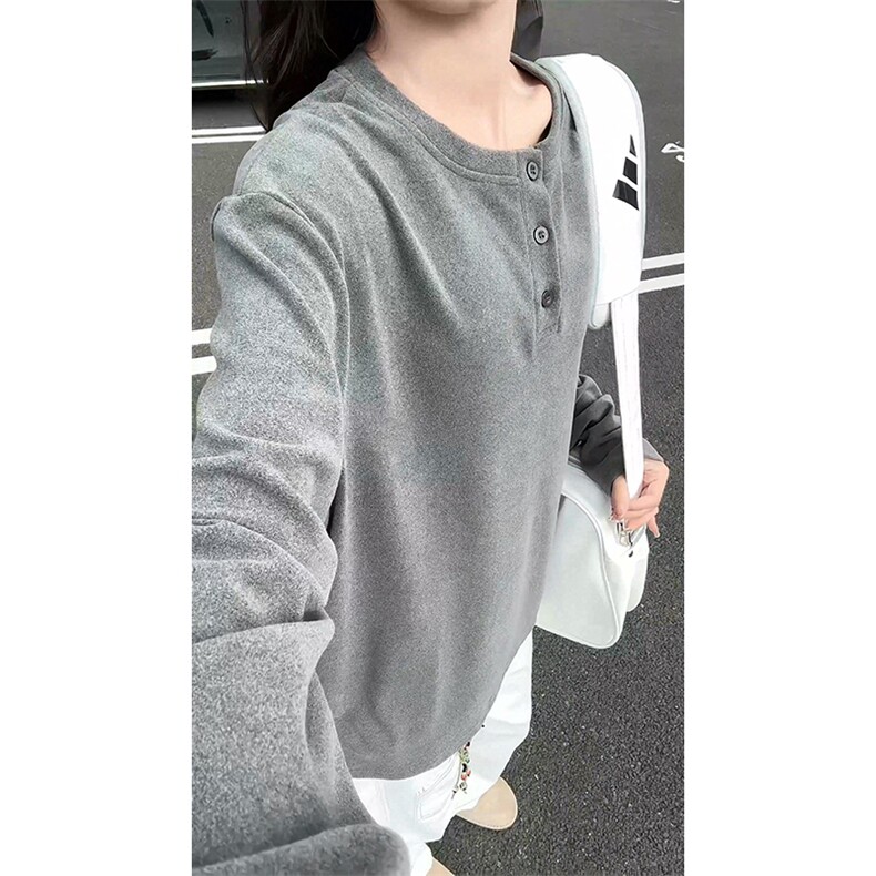 德绒打底衫亨利领T恤冬季保暖叠穿宽松男女上衣5Q4086-TP2048,男装T恤,电商A102