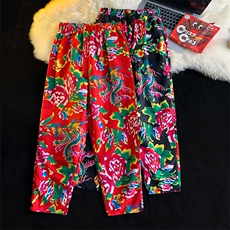 XK01春新东北大花风休闲小西裤九分民族风牡丹花修身潮西裤，男装休闲裤，星座115A(原星座507）