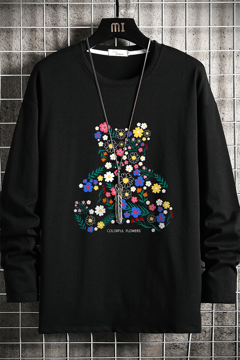 TX3206-P25加绒款-P35纯长袖t恤男大码圆领打底衫体恤网格,男装T恤,电商A040A