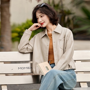 2025春秋季新款皮衣外套女pu皮翻领短款上衣拉链高级感机车服夹克图片