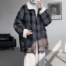 M-8XL格子羊羔毛棉服冬季大码小香风加绒外套加厚棉衣MF7001/P138，男装棉衣，电商B238