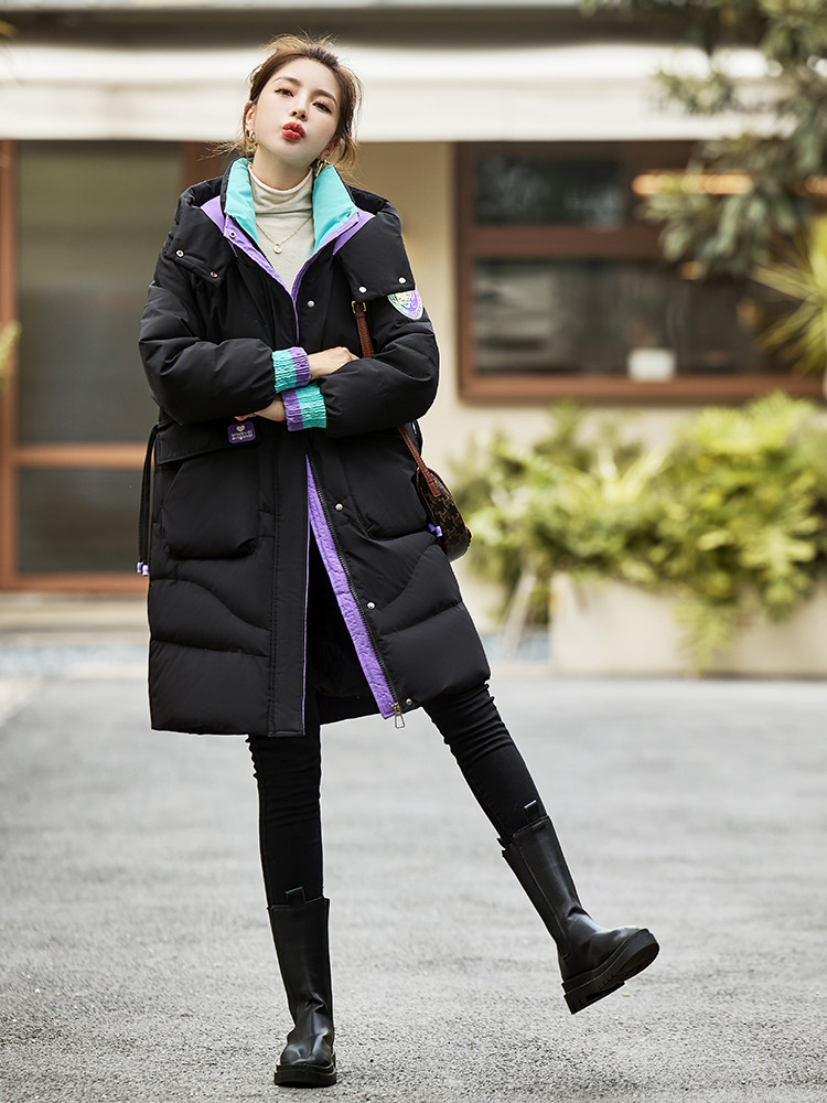 时尚女装秋冬新款高腰显瘦开叉半身裙中长款包臀裙,女装羽绒服,贵人树