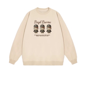 2025年秋季长袖套头通勤三个带帽子的凯缇猫，女装卫衣/绒衫，花可