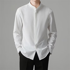 衬衫男秋季新款男装韩版修身免烫商务冰丝新中式衬衣潮CY572-P30，男装衬衫，星座412-3