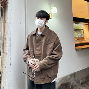 春季皮衣外套男女生同款美式复古潮牌翻领休闲夹克 JK05-P95控128图片