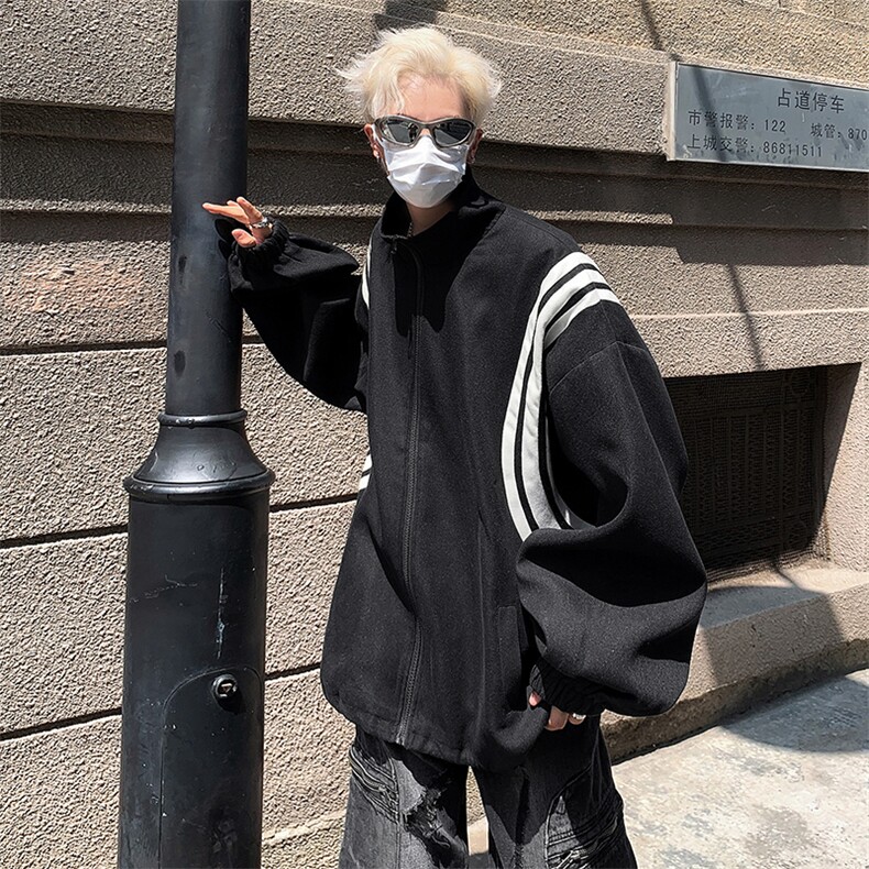 美式复古翻领宽松撞色拼接夹克外套棒球服冲锋衣B289-JK180-P105，男装夹克，电商B289