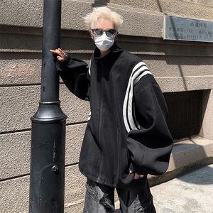 美式复古翻领宽松撞色拼接夹克外套棒球服冲锋衣B289-JK180-P105图片