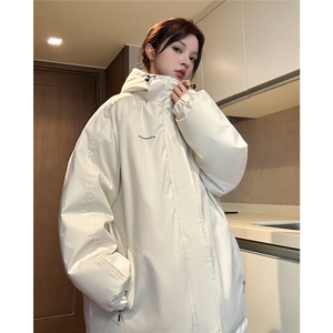 中性！冬季新款港风连帽棉衣美式宽松情侣装棉服外套女23075-P118图片