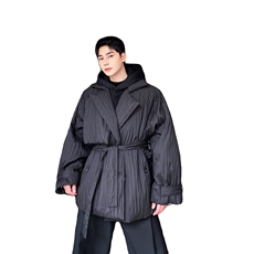 冬季加厚80白鸭绒羽绒服中长款阔型保暖翻领褶皱高级感，男装羽绒服，电商A246