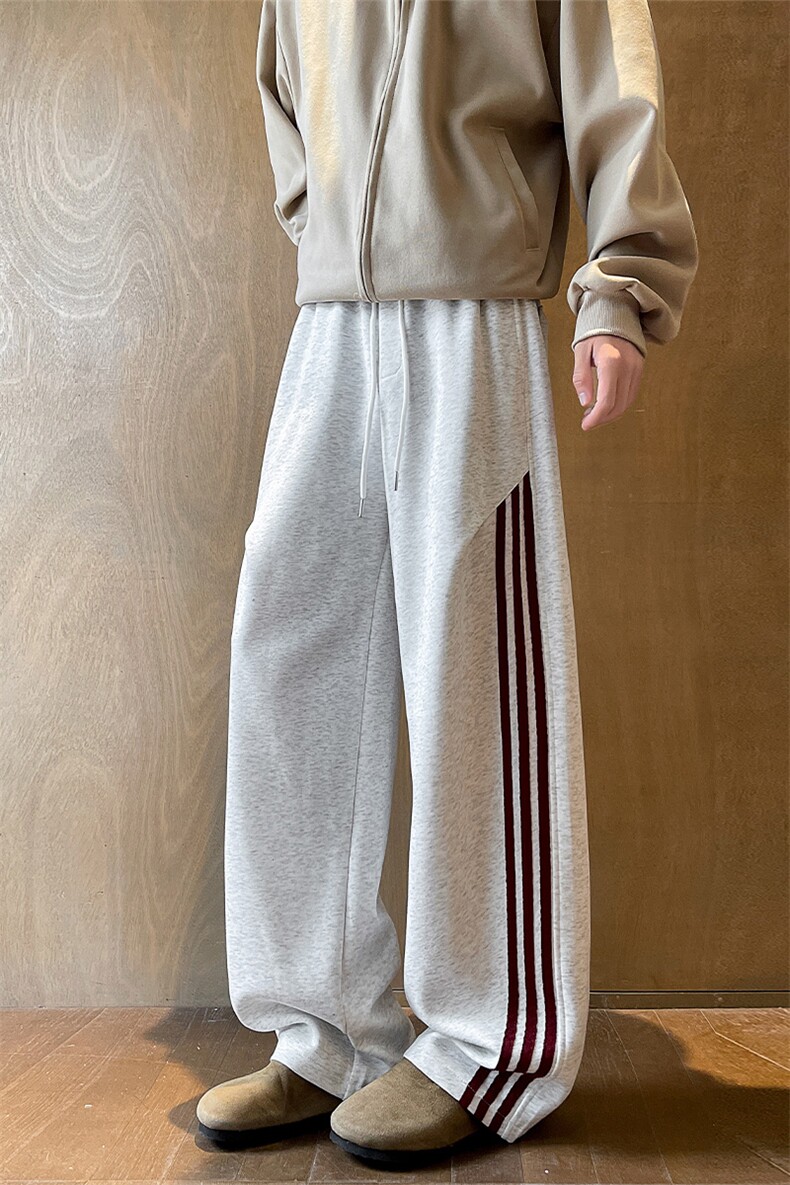 男士春秋运动风宽松垂感条纹休闲裤潮流设计感卫裤特P48,男装休闲裤,电商B319