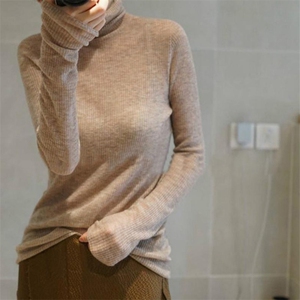 精纺羊绒衫女高领纯色薄款修身显瘦羊毛打底毛衣针织2024秋季新款图片