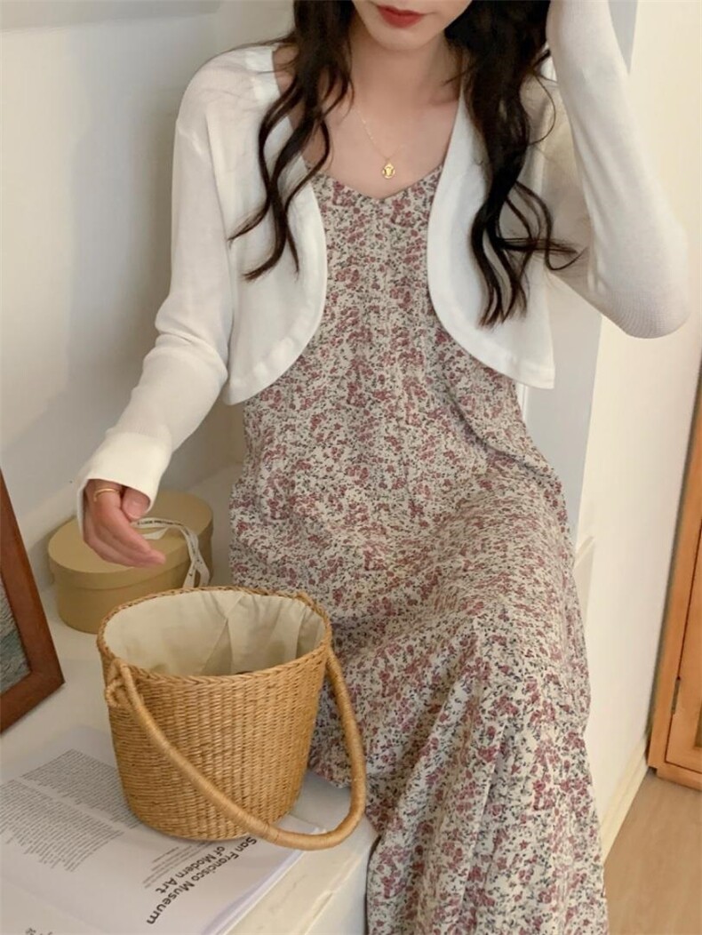 夏季新品碎花吊带裙?冰丝小披肩，女装背心吊带，DAP