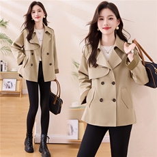 松弛感秋季简约撞色袖子洋气减龄宽松版休闲纯色气质风衣通勤外套，女装风衣，木橙西子