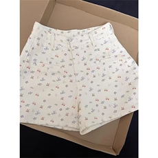 蝴蝶结可爱kitty猫咪牛仔短裤女2025夏新款高腰显瘦直筒阔腿热裤，男装牛仔裤，星座1210-1