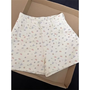 蝴蝶结可爱kitty猫咪牛仔短裤女2025夏新款高腰显瘦直筒阔腿热裤图片