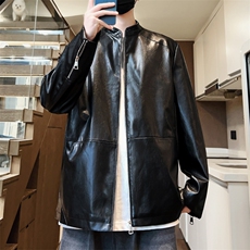 秋季立领皮夹克情侣男士皮衣机车外套休闲潮A266-PY005-P85控138，男装夹克，电商A266