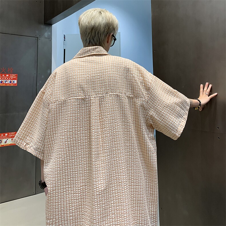 夏季新款港风高质量宽松百搭设计感痞帅翻领短袖衬衫潮ZC746-P40,男装衬衫,星座313A(原308A-2)