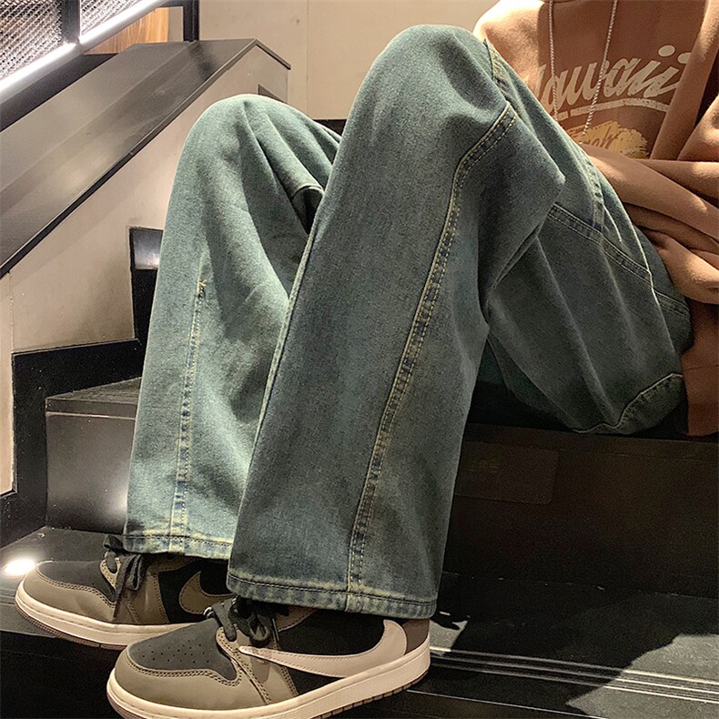 牛仔裤男美式复古宽松直筒阔腿高街vibe做旧拖地裤子N0910-P48,男装牛仔裤,星座308B-1