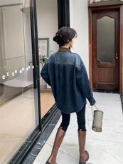 爱美欧现货撞色领加绒牛仔衬衣，其它，爱美欧