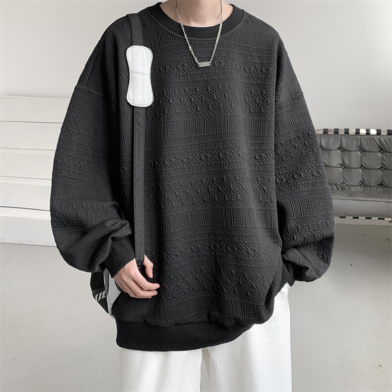8XL-M 特大码港风太空棉圆领打底衫上衣男士青年套头卫衣WY05P40图片