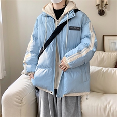 棉衣男冬季新款港风大码宽松休闲连帽假两件加厚棉服MF8587-P88，男装棉衣，星座214-3