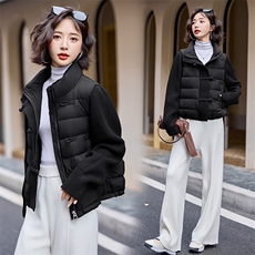 新款拼接羽绒服外套白鸭绒2024年冬季短款长袖羽绒服，女装羽绒服，橙子家