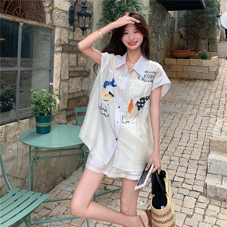 2C232-现货亚麻防晒刺绣两件套219-P155-K228,女装套装/套裙,2C232
