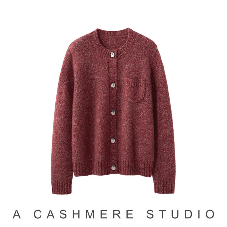 2026年秋季时尚百搭通勤简约休闲口袋开衫，女装羊绒衫，致织羊绒