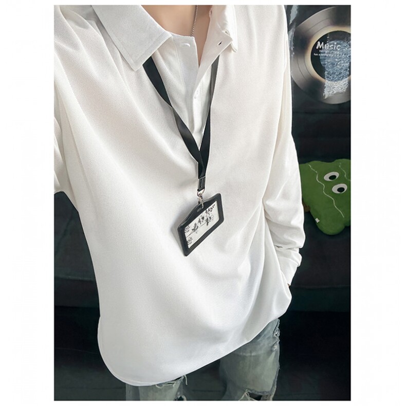 PL9010-P21-控48-现货POLO衫男长袖T恤纯色翻领透气网眼图片
