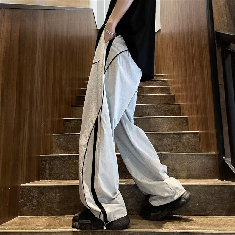 美式复古运动裤潮牌夏季侧边条纹设计感男女休闲长裤 GK273-P40图片