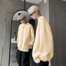 重磅秋冬男女纯色打底针织衫圆领套头半高领毛衣美式复古休闲上衣，男装T恤，电商A486