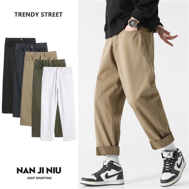 纯棉工装裤男春秋季休闲裤美式高街直筒裤217-2-HK23087-P55，男装工装外套，星座217-2
