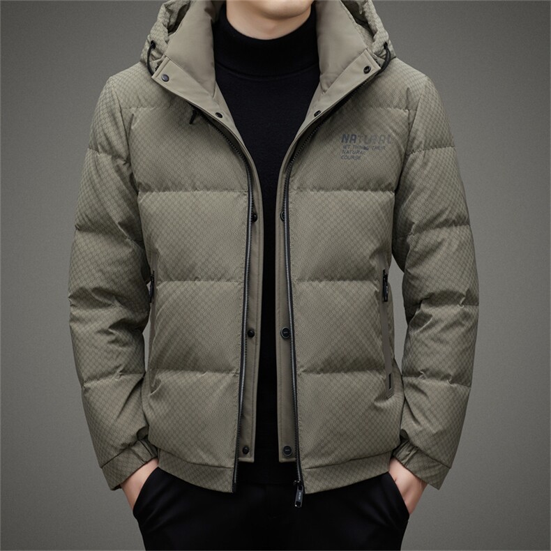 男士新款商务休闲连帽羽绒服冬季中年白鸭绒加厚保暖男装外套，男装羽绒服，电商B212（原钱塘6029）