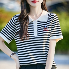 夏季2025新款女士时尚气质减龄polo衫上衣，女装T恤，佰米娇羊绒