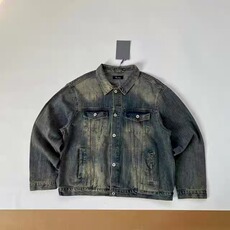 春季竹节纹bootcut水洗美式复古做旧廓形牛仔夹克外套WLA1622-P84，男装夹克，星座1008