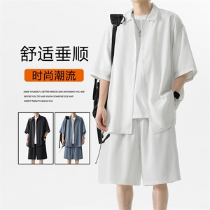 2024夏季薄款宽松透气休闲运动套装男衣服短裤两件套TZ001-特批55