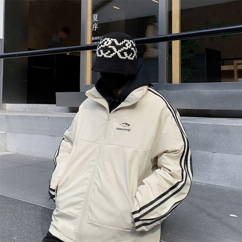 潮美式织带棉服冬季宽松加厚男女款立领上衣M065-P83,男装棉衣,星座308B-2