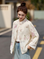 新中式国风刺绣外套女春秋轻奢高级感小个子减龄小香风防晒衣上衣，女装短外套，依如秀(原杭风阁)