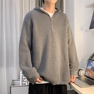 宽松型套头秋季休闲长袖带帽半拉链连帽毛衣男常规青少年3115-P58图片