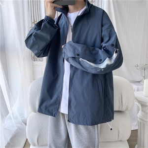 JK3089/P55春装新撞色排扣运动夹克男韩版大码宽松外套上衣男图片